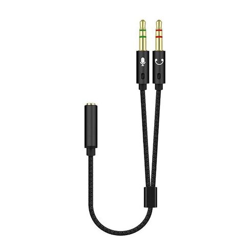 Headphone 3.5mm Splitter Mic Cable for Computer, Headset 3.5mm Female to 2 Dual Male Microphone Audio Stereo Jack in Kuwait