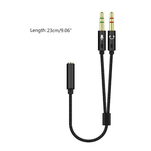 Headphone 3.5mm Splitter Mic Cable for Computer, Headset 3.5mm Female to 2 Dual Male Microphone Audio Stereo Jack in Kuwait