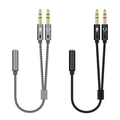 Headphone 3.5mm Splitter Mic Cable for Computer, Headset 3.5mm Female to 2 Dual Male Microphone Audio Stereo Jack in Kuwait