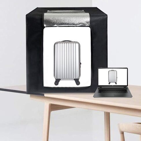 Photo Studio Light Box 80cm Adjustable Brightness Portable Folding Hook & Loop Professional Booth Table Top Photography Lighting Kit 2 Led Lights 3 Colors Backdrops in Saudi Arabia