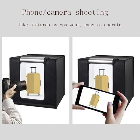 Photo Studio Light Box 80cm Adjustable Brightness Portable Folding Hook & Loop Professional Booth Table Top Photography Lighting Kit 2 Led Lights 3 Colors Backdrops in Saudi Arabia
