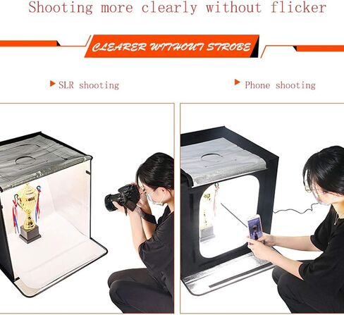 60cm/23.62inch Foldable Portable Photo Light Box 2LED Photo Light 5500K Tabletop Photography Lighting Kit with 4 Colors PVC Backdrops and Brightness Dimmer in Saudi Arabia