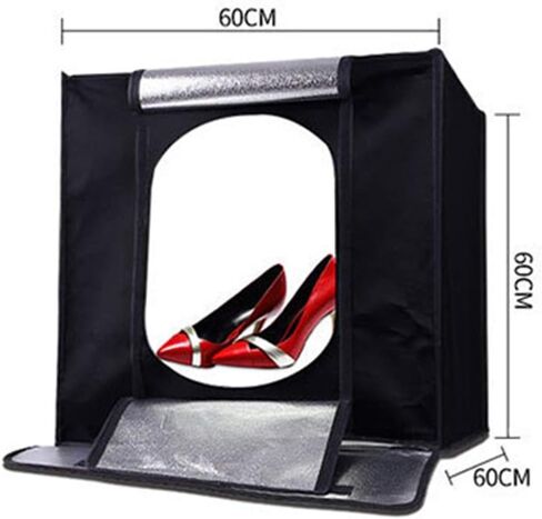 Photo Studio Light Box Kit 24x24x24 Inches/60cm Professional Light Box Adjustable Brightness Foldable Portable 144 LED Light Beads with 3 Background in Saudi Arabia