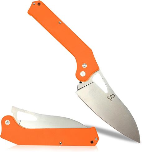 Q&U Folding Kitchen Chef Knife 4.4" 14cr28N Stainless Steel Blade, Small EDC Knife with G10 Ergonomic Handle for Cooking, Indoor & Outdoor Camping (Orange) in Kuwait