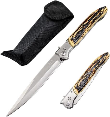 12" Large Pocket Folding Knife, EDC Knife,Stainless Steel Blade Resin Handle for Camping Hunting Outdoor Men in Kuwait