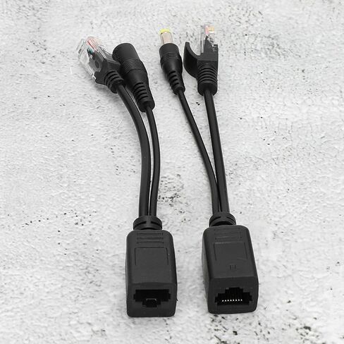 PoE Ethernet Splitter Adapter, Stable Performance, 5 Pairs for IP Camera, Easy Installation (Black) in Kuwait