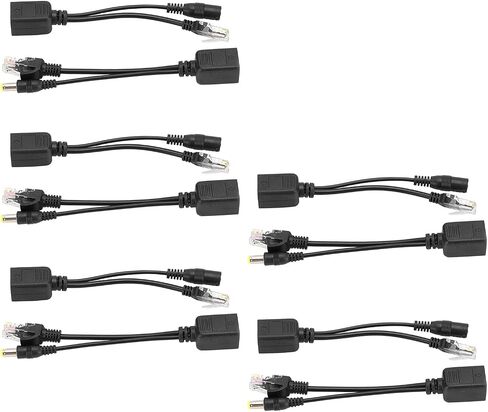 PoE Ethernet Splitter Adapter, Stable Performance, 5 Pairs for IP Camera, Easy Installation (Black) in Kuwait