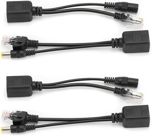 PoE Ethernet Splitter Adapter, Stable Performance, 5 Pairs for IP Camera, Easy Installation (Black) in Kuwait