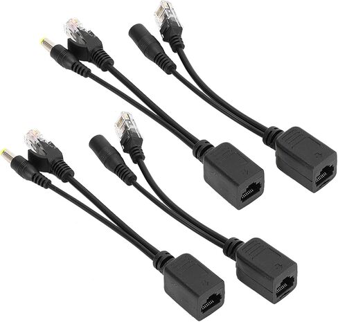 PoE Ethernet Splitter Adapter, Stable Performance, 5 Pairs for IP Camera, Easy Installation (Black) in Kuwait