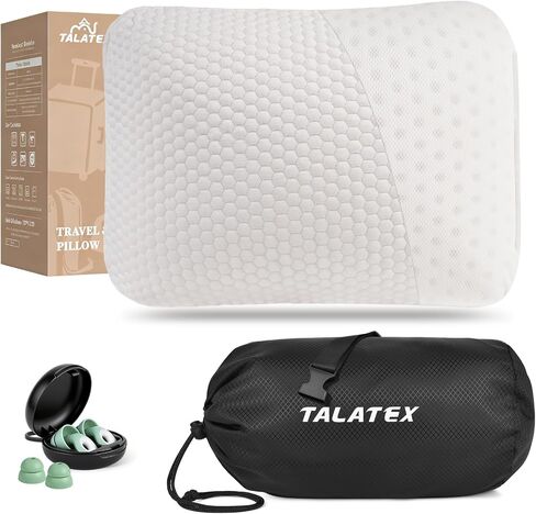 Talatex 100% Natural Premium Talalay Latex Travel Pillow, Camping Pillow, Small Camping Pillow with Compressible Stuff Sack, No Memory Foam Chemicals with Washable Cover (Medium Latex, 1) in Kuwait