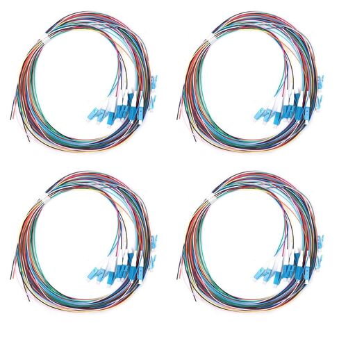 4 Sets 12-Strand LC/UPC Fiber Optic Pigtail, OS2 Single Mode 9/125μm 1.5M, Bundled Yellow PVC Jacket, TIA-598 Color-Coded 0.9mm Tight Buffer, Imported Ceramic Ferrule, for ODF FTTH Data Center CATV in Saudi Arabia