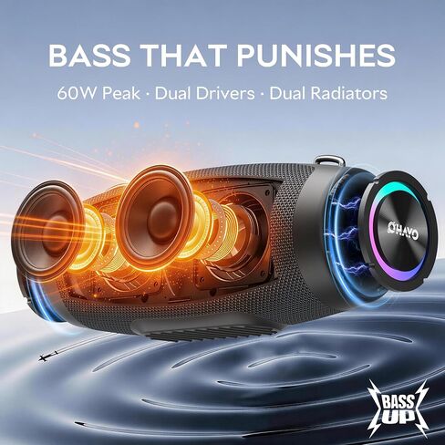 OHAYO Bluetooth Speaker 60W Wireless Portable Waterproof with Deep Bass in Kuwait