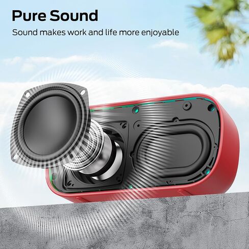 Portable Speaker Bluetooth, IPX7 Waterproof Wireless Speaker, 20W Stereo Sound with Pure Bass, Bluetooth 6.0, TWS Pairing, HD Calling, 20H Playtime, RGB Lights Perfect for Outdoor, Party, Beach, Gifts in Kuwait