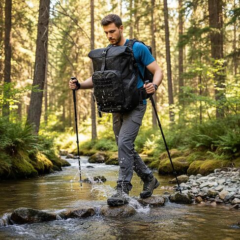 Roll-Top Backpack - Expandable 30L-36L Water-Resistant Hiking Daypack, Built-in Powder Banks Pocket, Shoes Compartment at the Bottom,Durable 900D Oxford Fabric for Outdoor Trekking & Urban Travel in Kuwait