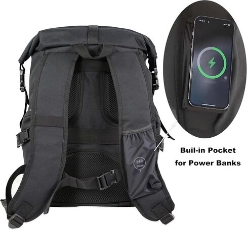 Roll-Top Backpack - Expandable 30L-36L Water-Resistant Hiking Daypack, Built-in Powder Banks Pocket, Shoes Compartment at the Bottom,Durable 900D Oxford Fabric for Outdoor Trekking & Urban Travel in Kuwait