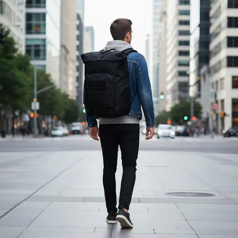 Roll-Top Backpack - Expandable 30L-36L Water-Resistant Hiking Daypack, Built-in Powder Banks Pocket, Shoes Compartment at the Bottom,Durable 900D Oxford Fabric for Outdoor Trekking & Urban Travel in Kuwait