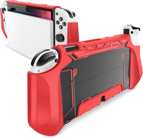حافظة Mumba قابلة للإرساء لجهاز Nintendo Switch OLED 2021، ملحقات غطاء حماية بمقبض TPU من سلسلة Blade متوافقة مع 7 بوصات ووحدة تحكم Joy-Con (أسود) in Kuwait