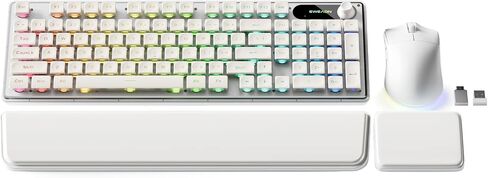EWEADN V98 Wireless Keyboard and Mouse Combo Dual Wrist Rest, Milky White in Kuwait