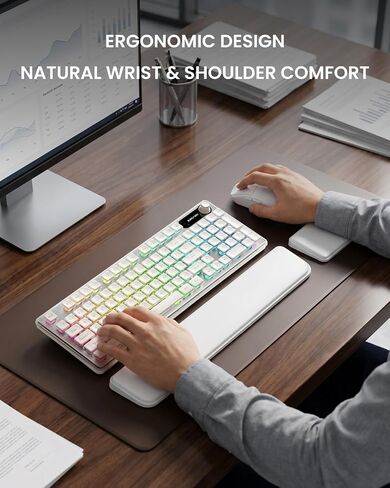 EWEADN V98 Wireless Keyboard and Mouse Combo Dual Wrist Rest, Milky White in Kuwait