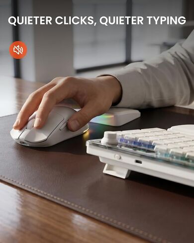 EWEADN V98 Wireless Keyboard and Mouse Combo Dual Wrist Rest, Milky White in Kuwait