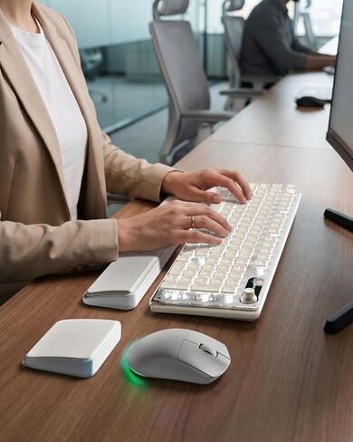 EWEADN V98 Wireless Keyboard and Mouse Combo Dual Wrist Rest, Milky White in Kuwait