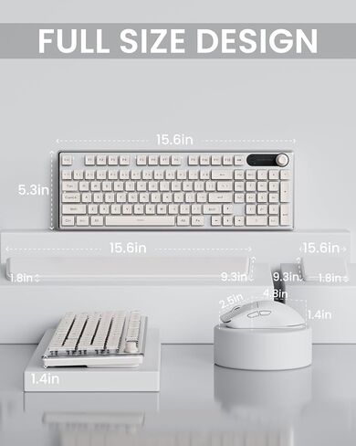 EWEADN V98 Wireless Keyboard and Mouse Combo Dual Wrist Rest, Milky White in Kuwait
