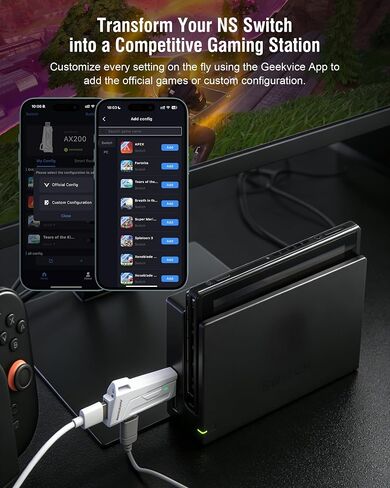 Joso Keyboard and Mouse Adapter for Nintendo Switch, Switch Keyboard Adapter Compatible with NS2/NS1/OLED for Playing Apex/Fortnite/FPS, Support Smart Assist/Custom Key Mapping/Sensitivity via App in Kuwait