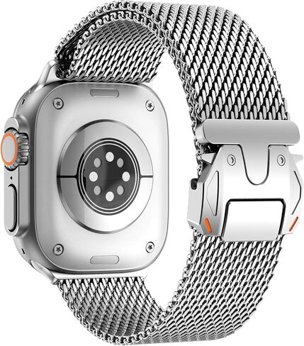 WINGLE Milanese Mesh Loop for Apple Watch Ultra Band Ultra 3/2/1 49mm 46mm 45mm 44mm 42mm Series 11 10 9 8 7 6 5 4 SE 3 2 1 Men Parachute-Style Buckle Stainless Steel iWatch Metal Bands in Kuwait