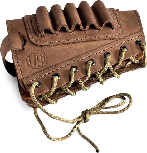 1791 Hunt Rifle Buttstock Ammo Holder, Leather Cartridge Carrier (5 Rounds) in Kuwait