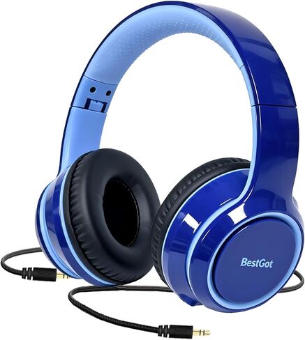 Kids Headphones for kids Over-Ear headset Limited 80/95DB 3.5mm Blue in Kuwait
