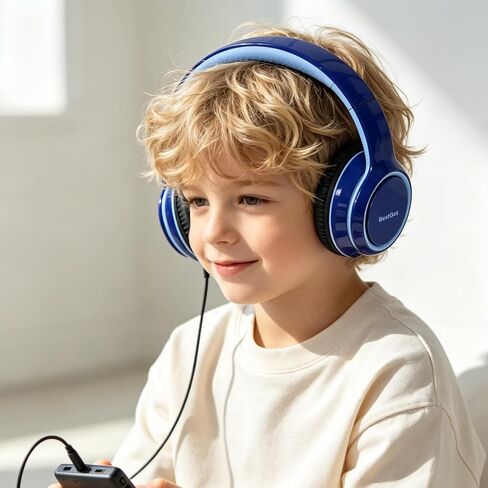 Kids Headphones for kids Over-Ear headset Limited 80/95DB 3.5mm Blue in Kuwait