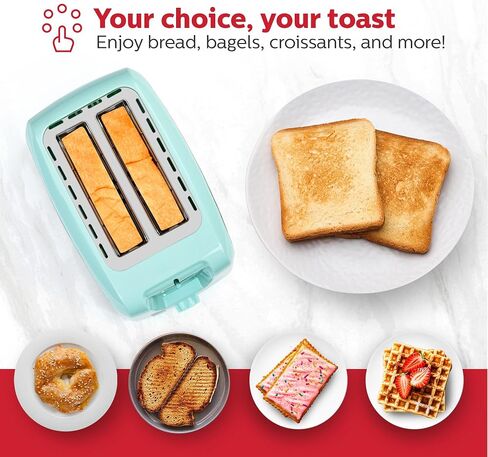 Holstein Housewares 2-Slice Toaster with 7 Browning Settings, Extra-Wide Slots, Reheat, Defrost, Cancel, High-Lift Release, Removable Crumb Tray – Compact Stainless Steel, Mint in Kuwait