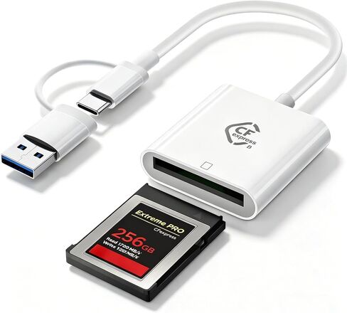 CFexpress Type B Card Reader with USB 3.2 (Gen 2) 10Gbps, USB & USBC to CF Express Memory Card Digital Camera Adapter for Canon/Nikon/Sony/Fujifilm, Compatible with iPhone/iPad/Tablet/Laptop/Computer in Kuwait