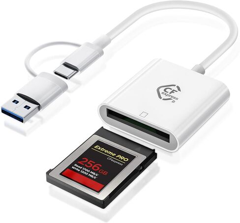CFexpress Type B Card Reader with USB 3.2 (Gen 2) 10Gbps, USB & USBC to CF Express Memory Card Digital Camera Adapter for Canon/Nikon/Sony/Fujifilm, Compatible with iPhone/iPad/Tablet/Laptop/Computer in Kuwait