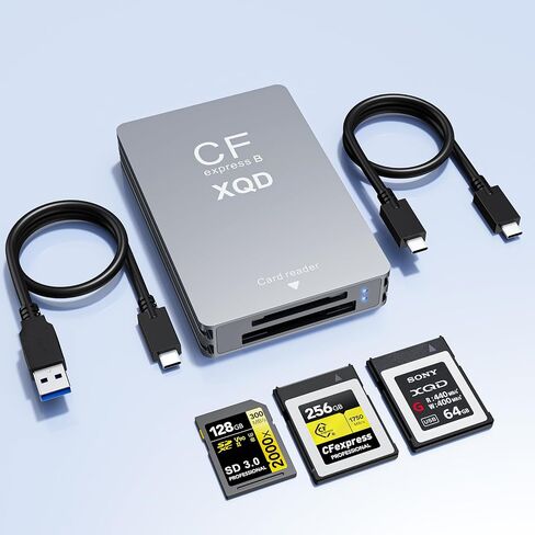 CFexpress Type B Card Reader with XQD & SD Support, USB-C 3.2 Gen 2 10Gbps Aluminum Memory Card Reader for CFexpress Type B, XQD and SD UHS-II/UHS-I Cards in Kuwait