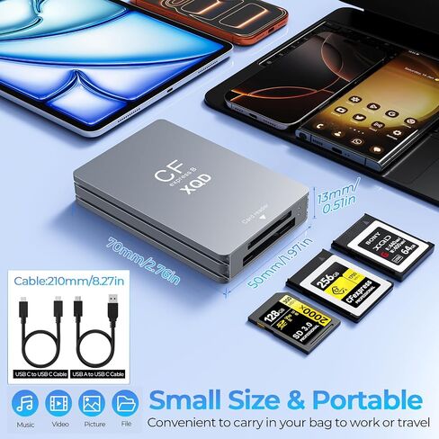 CFexpress Type B Card Reader with XQD & SD Support, USB-C 3.2 Gen 2 10Gbps Aluminum Memory Card Reader for CFexpress Type B, XQD and SD UHS-II/UHS-I Cards in Kuwait