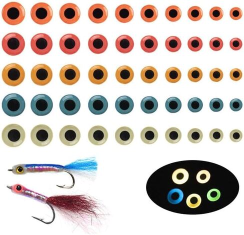 250 pcs 3D Luminous Fish Eyes Simulation Fly Tying Sea Fishing Jigs Night Fishing Lure Making Accessories Orange Green in Kuwait