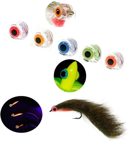250 pcs 3D Luminous Fish Eyes Simulation Fly Tying Sea Fishing Jigs Night Fishing Lure Making Accessories Orange Green in Kuwait