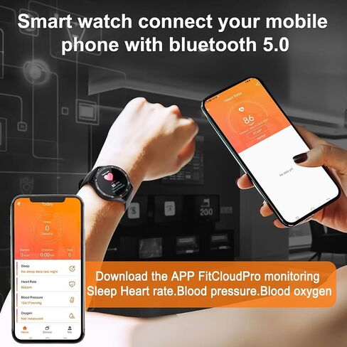 Smart Watch with Earbuds, 1.32 Inch Round Fitness Watch X10, 2 in 1 Bluetooth Watch with Step,Calories,Sleep Monitor,Heart Rate Blood Pressu-re Monitor for iOS & Android in Kuwait