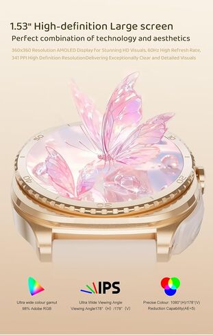 Smart Watch with Earbuds for Women&Wife Gift, 1.53" HD Display, Bluetooth Call, Music Control,Fitness Tracker, Step,Calories,Sleep Monitor,Heart Rate Monitor,Health Tracking,Android & iOS in Kuwait
