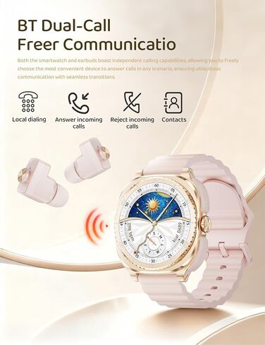 Smart Watch with Earbuds for Women&Wife Gift, 1.53" HD Display, Bluetooth Call, Music Control,Fitness Tracker, Step,Calories,Sleep Monitor,Heart Rate Monitor,Health Tracking,Android & iOS in Kuwait