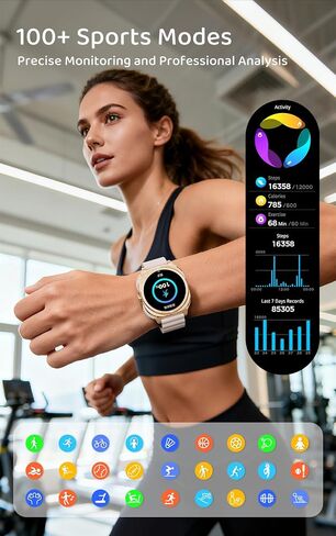 Smart Watch with Earbuds for Women&Wife Gift, 1.53" HD Display, Bluetooth Call, Music Control,Fitness Tracker, Step,Calories,Sleep Monitor,Heart Rate Monitor,Health Tracking,Android & iOS in Kuwait