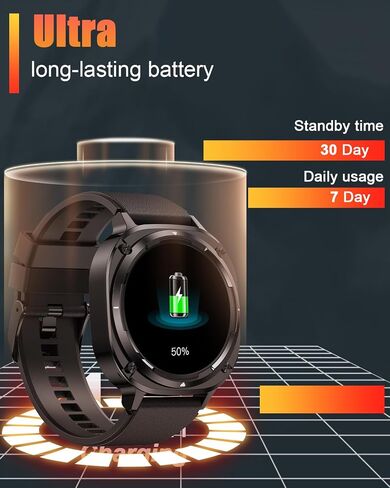 Military Smart Watches for Men(Answer/Make Calls), 1.39" HD Fitness Watch, 24/7 Heart Rate Sleep Monitor, Smart Watch for Men,114+ Sport Modes, IP68 Waterproof Smartwatch for Android iOS, 30Day, Black in Kuwait