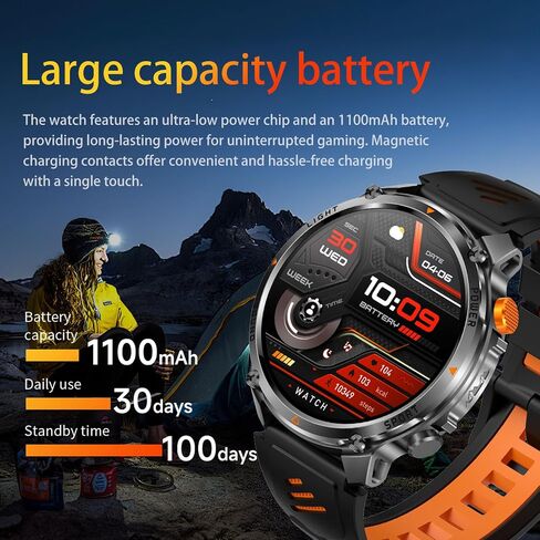 MIlitary Smart Watch with Compass/Flashlight for Android & iPhone (2 Bands) in Kuwait
