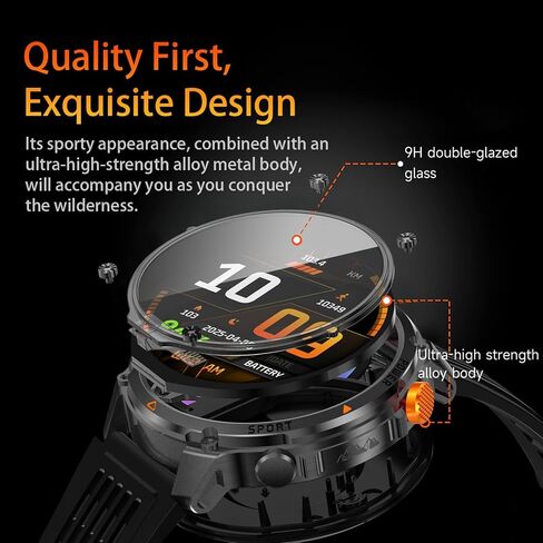 MIlitary Smart Watch with Compass/Flashlight for Android & iPhone (2 Bands) in Kuwait