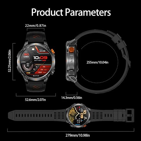 MIlitary Smart Watch with Compass/Flashlight for Android & iPhone (2 Bands) in Kuwait