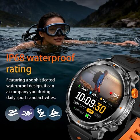 MIlitary Smart Watch with Compass/Flashlight for Android & iPhone (2 Bands) in Kuwait