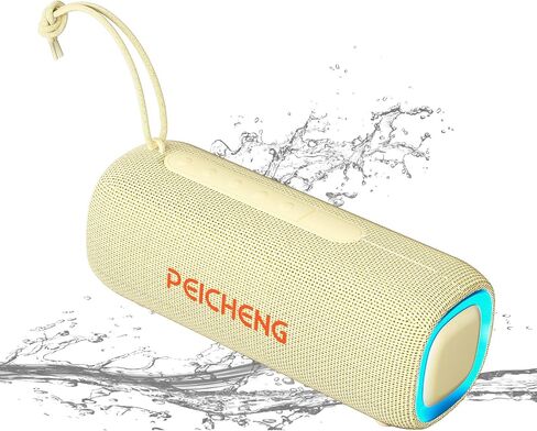 PEICHENG Bluetooth Speaker, Portable Wireless Clear Loud Stereo Sound IPX5 Waterproof with RGB Lights BT5.3 Long Playtime TWS Pairing,for Home Party Outdoor Beach,Great Gift Choice (Red) in Kuwait