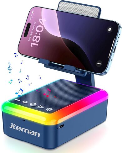 JTEMAN Gifts for Men Women, Cell Phone Stand with Bluetooth Speaker and Light, Portable Lanyard, Cool Tech Gifts for Dad Mom Husband, Unique Birthday Gift Ideas Black in Kuwait
