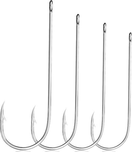Aberdeen Sea Fishing Hooks, 25 Pcs Large Barbed Aberdeen Hooks, Long Shank and Wide Gape Size 1#, 1/0, 2/0, 3/0, Light Fishing Hooks High Carbon Steel in Kuwait